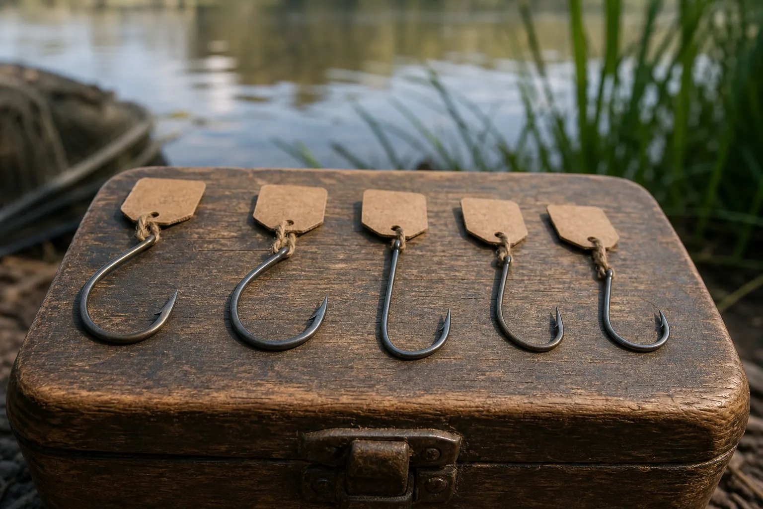 Verschiedene Karpfenhaken im Größenvergleich: Curve Shank, Wide Gape, Longshank und Chodrig-Haken